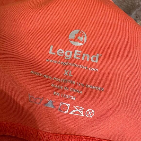LegEnd Coral Orange Pocket High Rise Athletic Stretchy Ankle Leggings Size XL - Picture 3 of 7